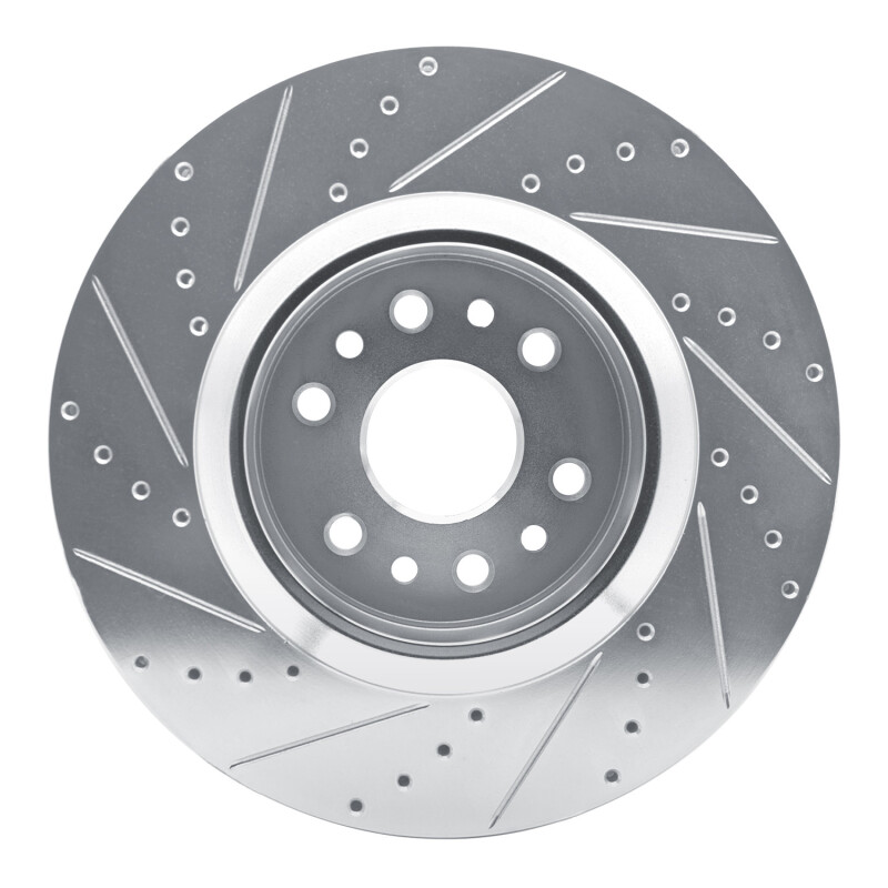 Jeep Grand Wagoneer Brake Rotor (1) - Front Right - R1 Concepts - Drilled & Slotted - Silver - `21-`25